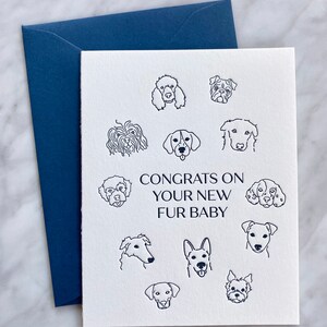 Fur Baby Letterpress Greeting Card Dog, Puppy, Pet Parent, Congratulations, Greeting Card Set, A2, Envelopes image 3