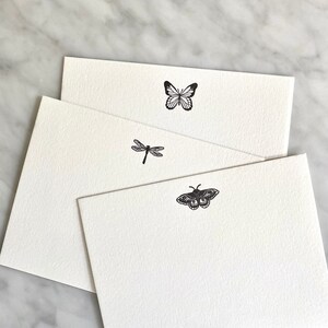 Marbled Paper Letterpress Stationery Notecards, Envelopes, Thank You, Modern, A2, Marble, Metallic, Moth, Butterfly image 5