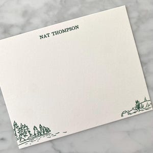 Personalisiertes Letterpress Briefpapier, Motiv Natur | Seeblick, personalisierte Grußkarten, Umschläge, Individuell, Personalisiert, Einzigartig, Geschenk