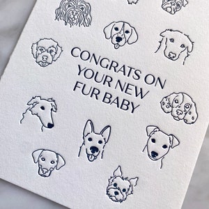 Fur Baby Letterpress Greeting Card Dog, Puppy, Pet Parent, Congratulations, Greeting Card Set, A2, Envelopes image 4