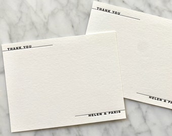 Modern Personalized Letterpress Thank You Cards | Notecards, Minimalist, A2, Envelopes, Stationery Set, Gift, Sans Serif, Typography, Bold