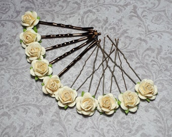 Yellow Rose Hair pins, Yellow Flowers Grips, Yellow Floral Bridesmaids Accessories, Wedding Hair Pins, Prom*Boho*Festival, Feelgood Gift,