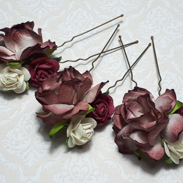 Red Rose Hair Pin Etsy