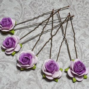 Lilac and Purple Flower Hair Pins, Hair Flowers, Rose Wedding Hair Accessories, Bridesmaids Accessories, Prom Hair Flowers, Rose hair Clips,