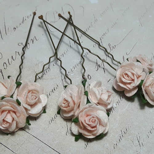 Pink Rose Bobby Pins Flowers for Hair Floral Hair Accessories Etsy