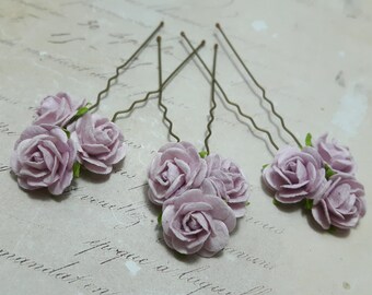 Purple Lilac Rose Crystal Shimmer Crystal Hair Pins Grip Wedding,Prom,Bridal x10 Purple Lilac Rose Crystal Shimmer Crystal Hair Pins Grip Wedding,Prom,Bridal x10