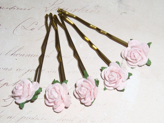 6 ROSE HAIR PINS KIRBY GRIPS FLOWER WEDDING BRIDESMAID ACCESSORIES COLOURS 