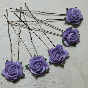 Lavender Purple Rose Hair Pins*Hair Flowers*Bridesmaid Wedding Hair Accessories*Brides Accessories*Prom*Boho Festival*Purple Rose Hair Pins