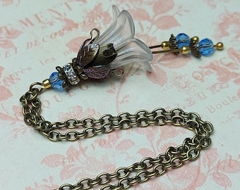 Whimsical White Flower Necklace, Vintage Style Fairy Pendant, Antique Bronze Jewellery,