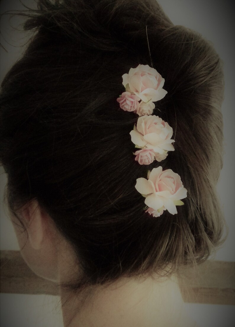 Pale & Dusky Pink Flower Hair Pins Vintage Rose Hair Etsy UK