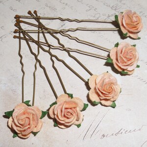 Pretty Peach Flower Hair pins*Rose Hair Pins*Hair Flowers*Wedding Bridesmaid Accessories*Prom Hair Clips*Bohemian Festival Hair*