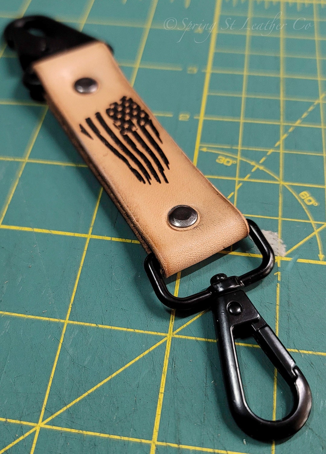 Custom Engraved Keychain Leather Strap Personalized Leather Keychain