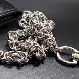 Stainless Steel Byzantine with two connecting Rings Wallet Chain | Stainless Steel Jewelry | Biker Chain | Chainmaille Jewelry