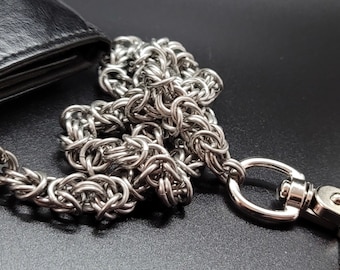 Stainless Steel Byzantine with two connecting Rings Wallet Chain | Stainless Steel Jewelry | Biker Chain | Chainmaille Jewelry