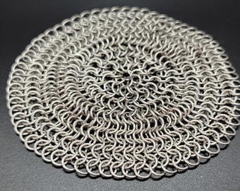 Stainless Steel Chainmaille Scrubber. Two sizes to choose from 5 inches and 7 inches.