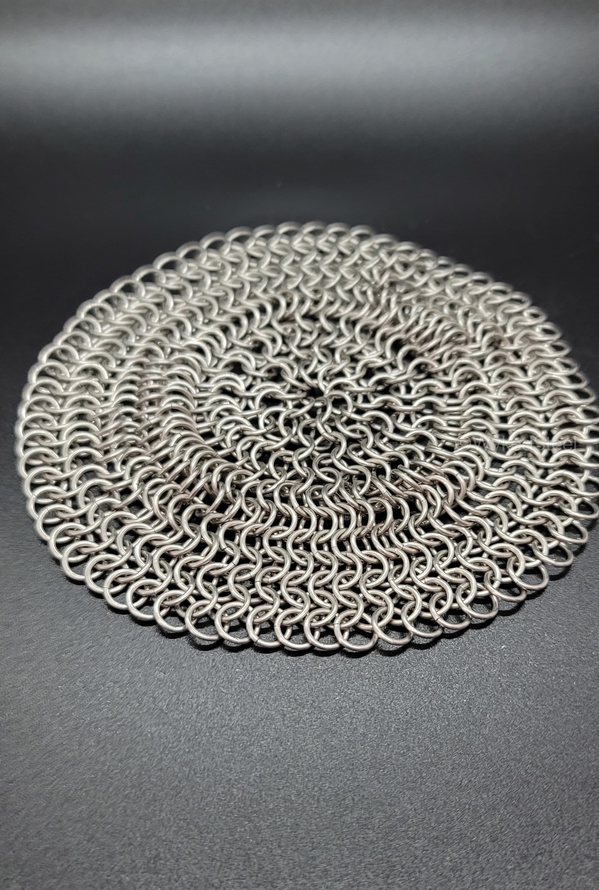 Stainless Steel Chainmaille Scrubber. Two sizes to choose from 5 inches and 7 inches.