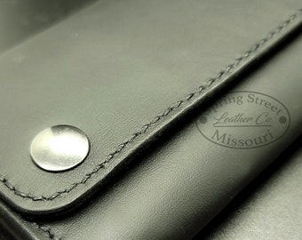 Cartera de cuero triple hecha a mano: cartera larga estilo motero, estilo camionero, fabricada en EE. UU.