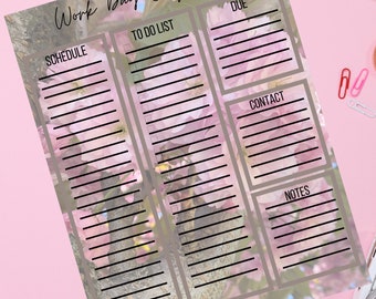 Work Day Organizer, Office Organizer, Daily Planner Page, Work Planner, Daily Printable Planner, Digital Planner, To Do List, Planner Insert