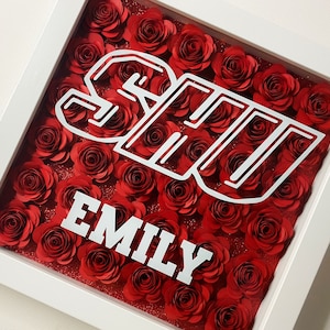 Personalized Shadow Box | Paper Flower Shadow box | High School Graduation Gift  | College Logo gift | College Acceptance Gift