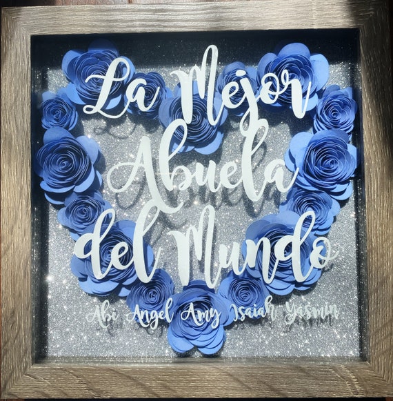 Gifts for Mom from Daughter - Regalo Personalizado para Mama - Regalo para abuelitos - Regalos de nietos - Paper Flower Shadow Box