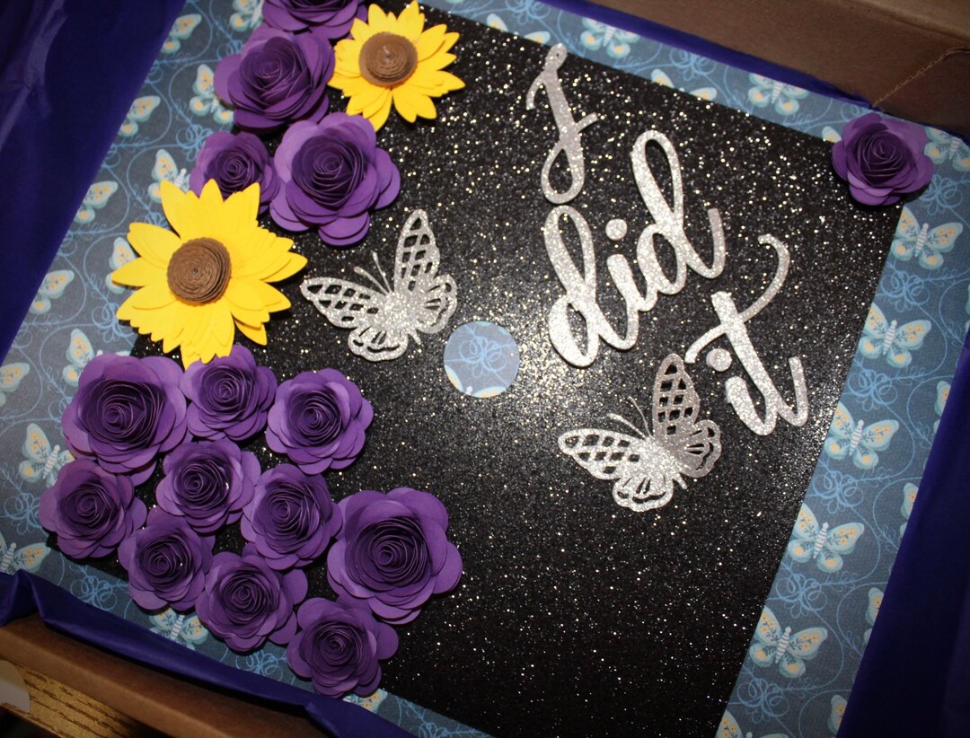 Design Your Graduation Cap KIT Rolled Paper Flowers Cap Topper Wording