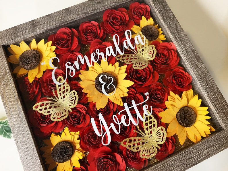 Personalized Shadow Box Paper Flower Shadow box Gift For image 0