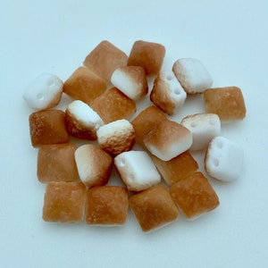 Brown & White 2-Holed Pyramid Czech Glass Beads (7mm) (SCG34)