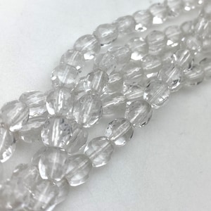 Faceted Clear Domed Oval Czech Glass Beads (6mm) (CCG48)