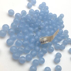 Vintage Milky Sky Blue Round Japanese Glass Beads (6mm) (BJG32)