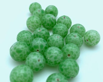 Vintage Opaque Spotted Lime Green Czech Glass (10mm) (GCG65)