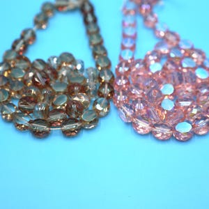 Faceted Brown OR Pink Czech Glass Oval Table Cut Beads (9x10mm) (PCG28)