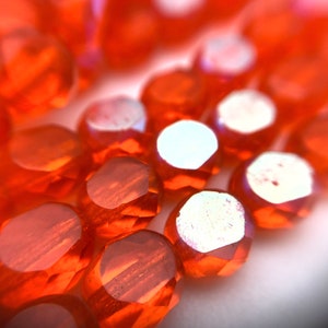 International AB Finish Oval Table Cut Orange Czech Glass Beads (7x8mm) (OCG99)