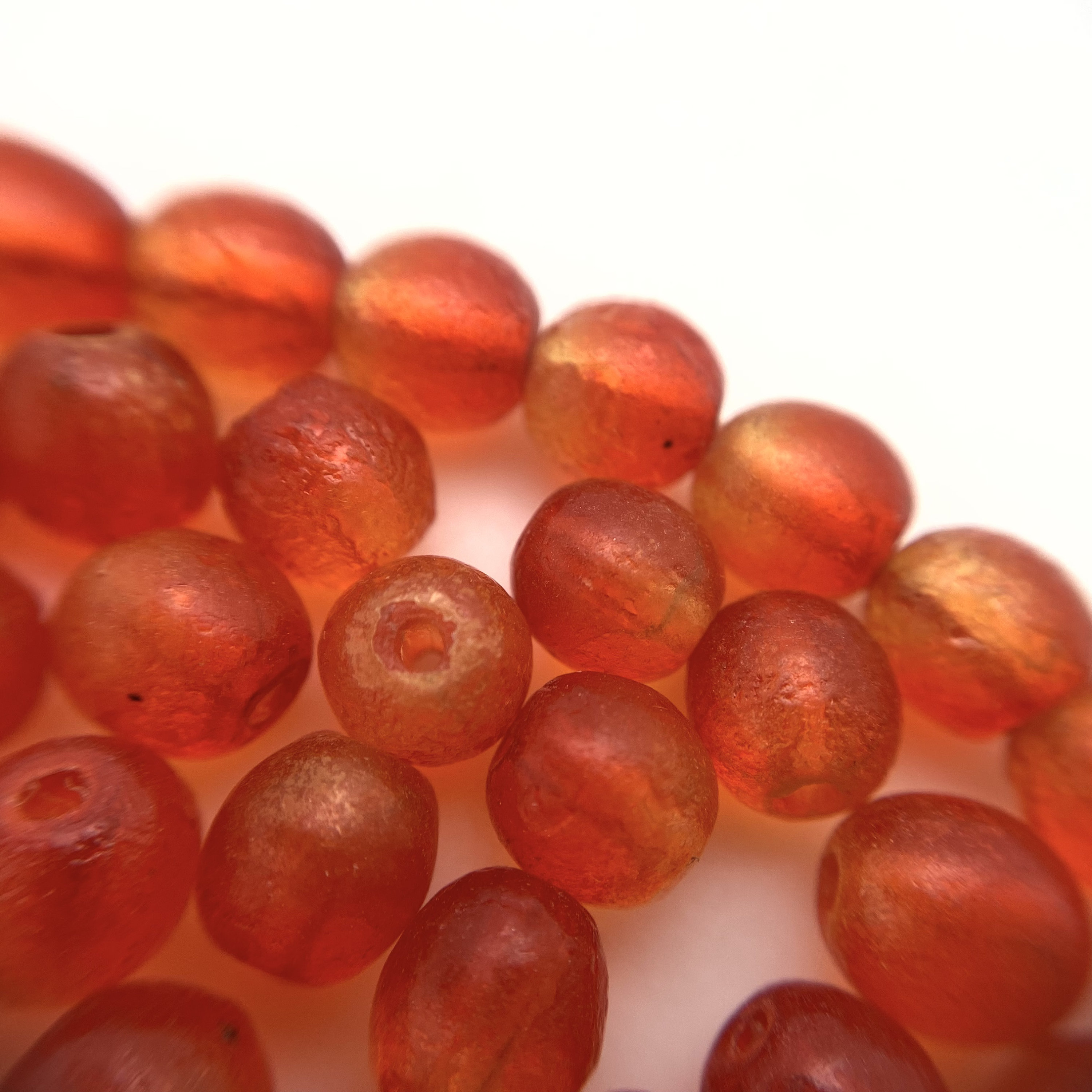 Vintage 1970's Textured Blaze Round Orange Czech Glass Beads (6mm) (OCG16)