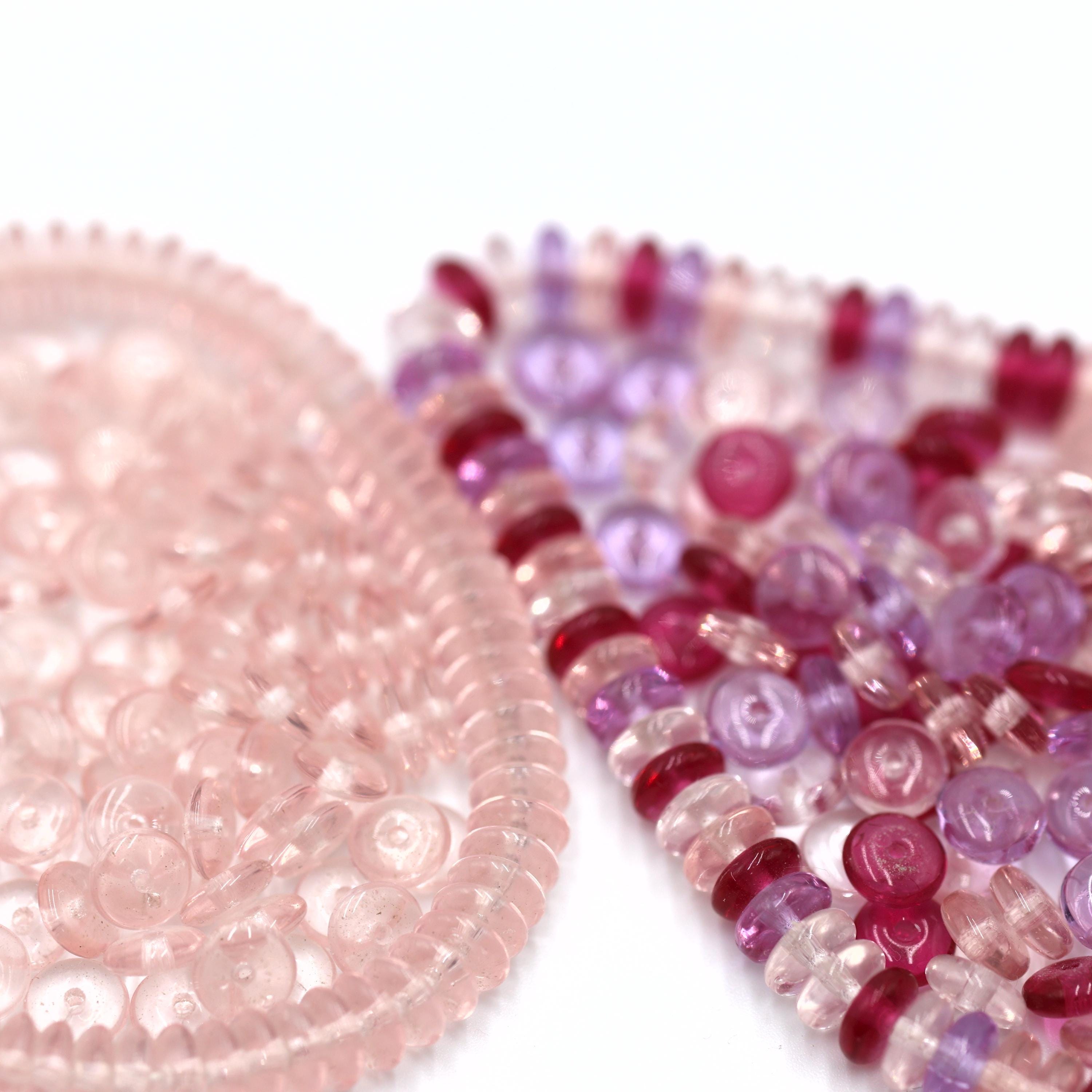 Vintage Pink Czech Glass Disc Beads (2x6mm) (Available In 2 Options) (PCG46)