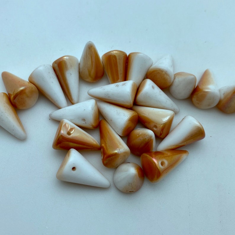 11x18mm SCG119 Shiny Orange /& White Czech Glass Spike Beads