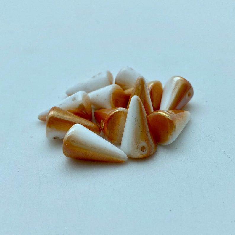 11x18mm SCG119 Shiny Orange /& White Czech Glass Spike Beads