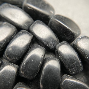 Vintage 1960&#39;s Matte Finish Square Tube Black Czech Glass Beads (4x8mm) (BLKCG27)