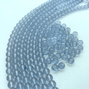 Vintage Air Force Blue & Clear Czech Glass Beads (6mm) (BCG159)