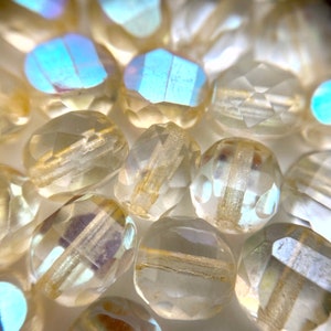 Peach Yellow OR Banana Yellow AB Finish Domed Oval Czech Glass Beads (8mm) (YCG56)