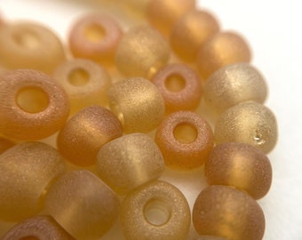 Vintage 1970's Shades Of Yellow/Orange Barrel Czech Glass Beads (4x6mm) (YCG46)