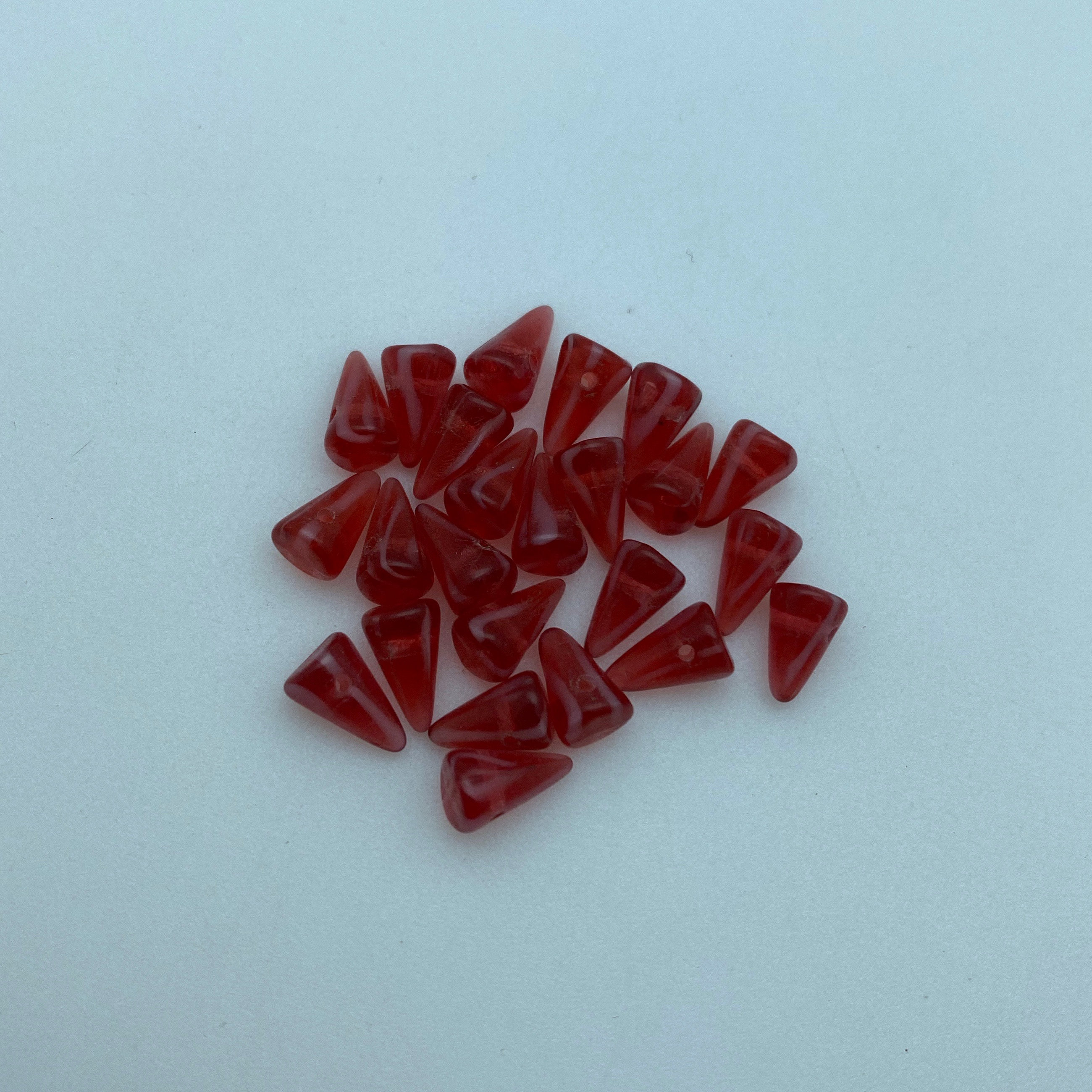 4x7mm Translucent Berry Red Czech Glass Spike Beads SCG148 