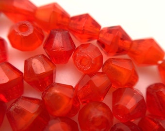 Vintage 1950's Outrageous Orange Bicone Czech Glass Beads (5mm) (OCG50)