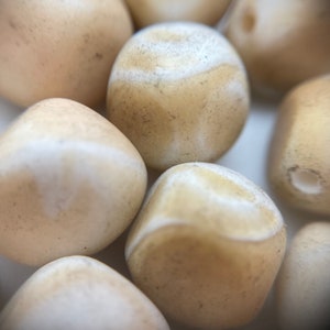 Vintage Funky Beige & Creamy Czech Glass Rock Shaped Beads (Available In 2 Sizes) (BRCG78)