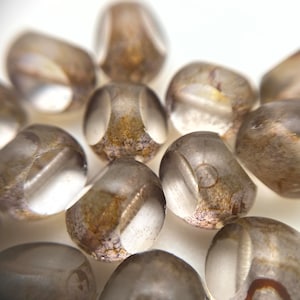 3-Sided Matte Finish Tortilla Picasso Brown Czech Glass Round Table Cut Beads (9x10mm) (BRCG26)
