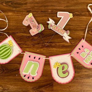 One In A Melon Banner | Watermelon Banner | Watermelon High Chair Banner | Watermelon First Birthday | 1st Birthday Garland