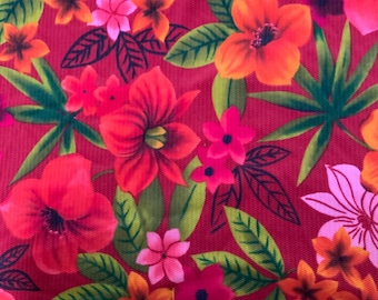 Tkanina vintage w kolorze niebiesko-zielonym, kwiatowym, elastyczna, do bikini, stroju plażowego, stroju kąpielowego, materiału do ćwiczeń, do przycięcia na długość 1/2 jarda