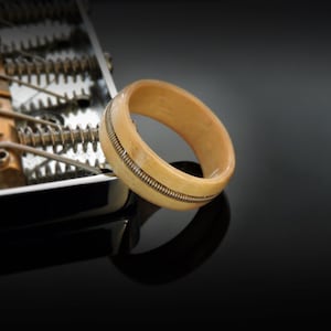 Guitar String Wood Ring. Handmade  Bentwood Ring Maple With Guitar String Inlay. The Guitarist LE  Wooden Ring