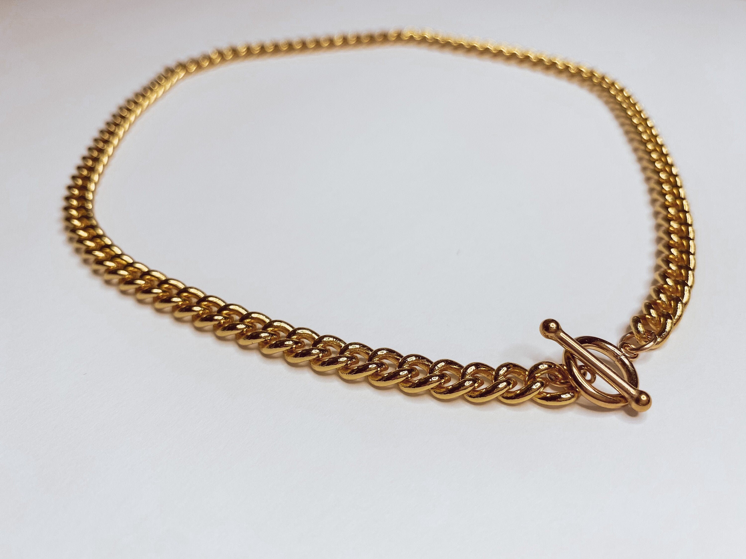 Collar de curva cubana relleno de oro de 14K Etsy