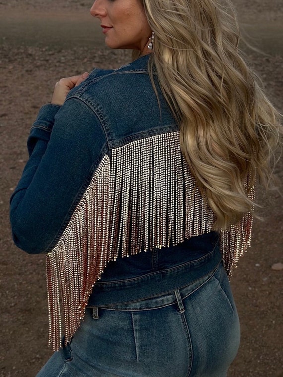 Rose gold cheap denim jacket