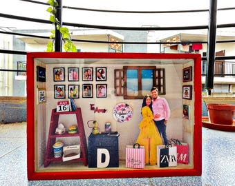 Personalized couple gift | Miniature Shadow Box | Custom Diorama Couple Gift, Valentine's Day gift for wife husband unique anniversary gift